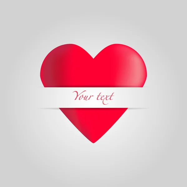 Coeur vectoriel rouge avec note de texte — Image vectorielle