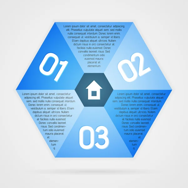 Plantilla de fondo de infografías hexágono azul — Archivo Imágenes Vectoriales