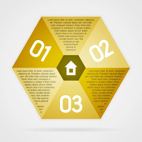 Fondo de infografías hexágono oro — Vector de stock