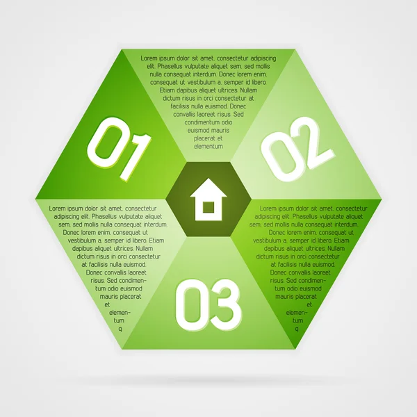 Infografiki zielone sześciokąt tło szablonu — Wektor stockowy