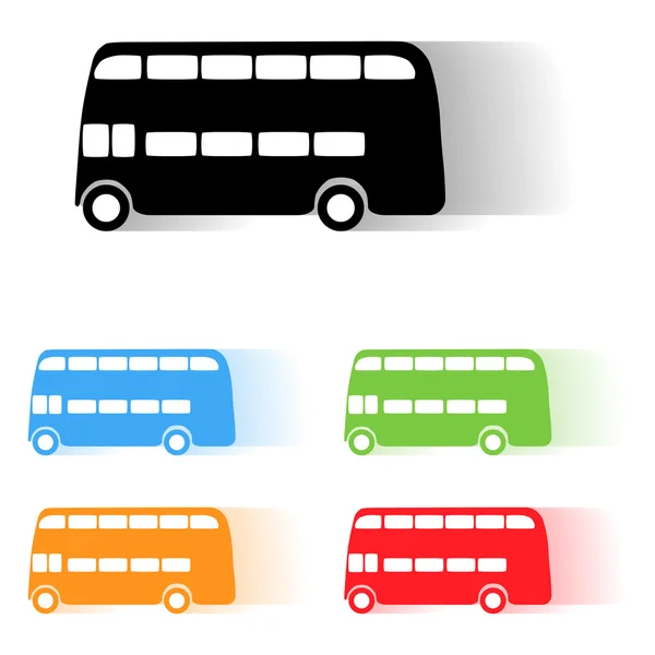 Set of color London bus silhouettes — Stock Vector