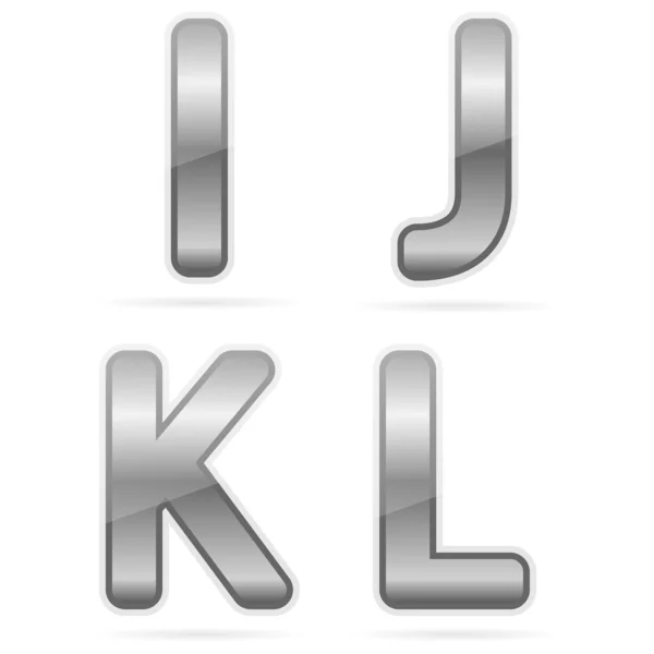 Alphabet métallique propre, i, j, k, l — Image vectorielle