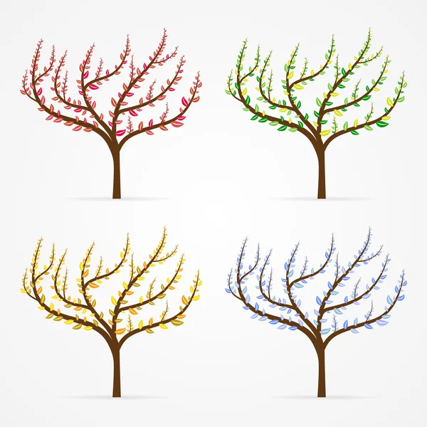 Set of clean season tree illustrations — Stock Vector