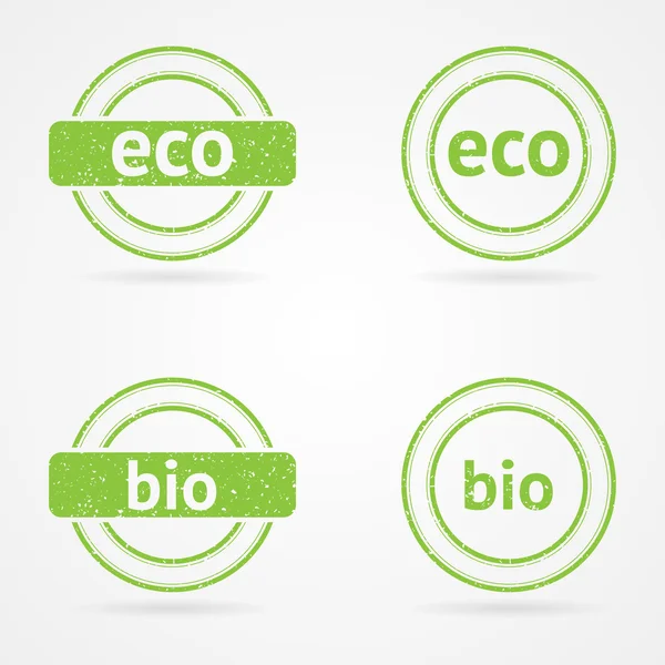 Set of green eco and bio stamps — Stock Vector