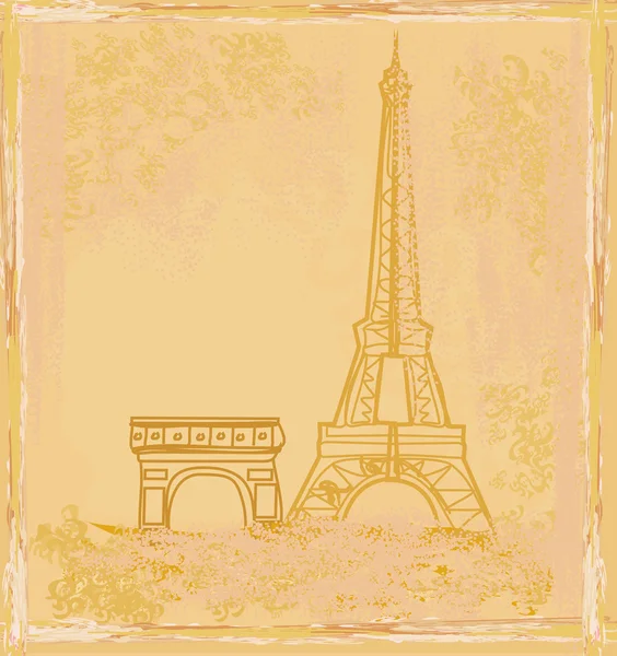 Tarjeta retro Eiffel vintage — Archivo Imágenes Vectoriales