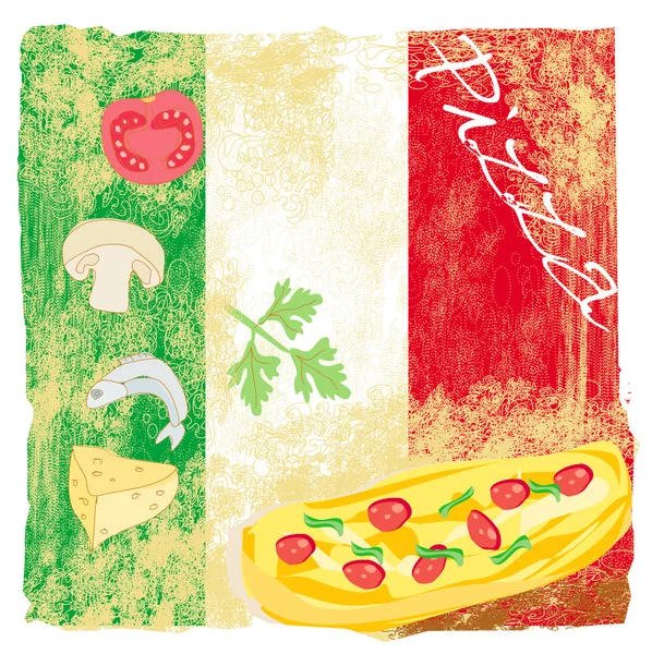 Pizza póster grunge — Archivo Imágenes Vectoriales