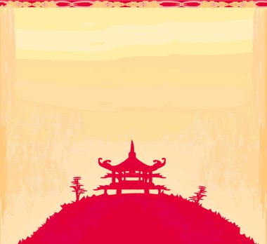 Asya manzaralı eski kağıt