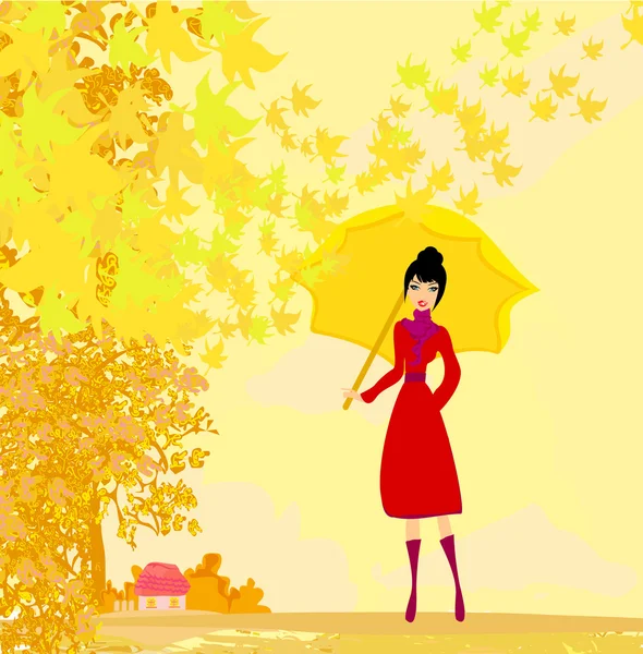Stilvolle Frau mit Regenschirm — Stockvektor
