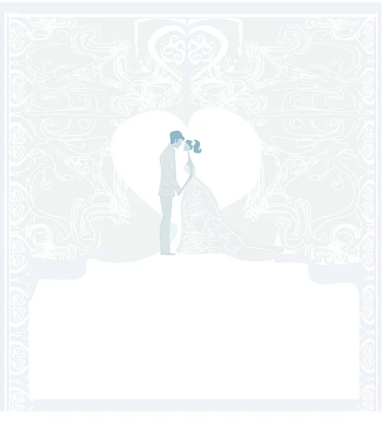 Elegant wedding invitation with wedding couple — Stock Vector