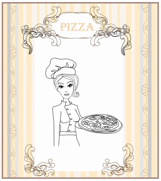Pizzalı genç garson.