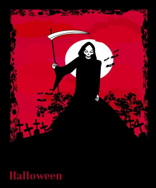 Grim reaper with Halloween sign - vector illustration. — Stock Vector
