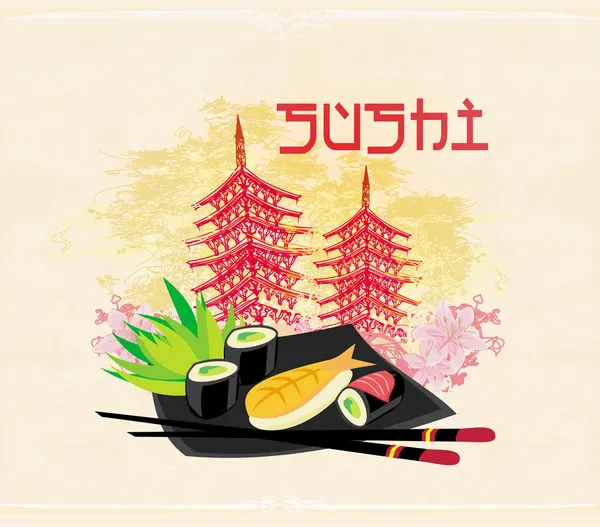 Template of traditional Japanese food menu — Stock Vector