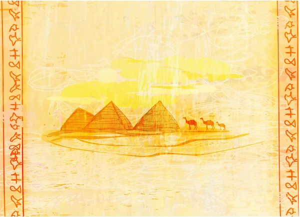 Oude papier met piramides giza, raster — Stockfoto