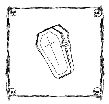 Doodle karede tabutuyla halloween Tema