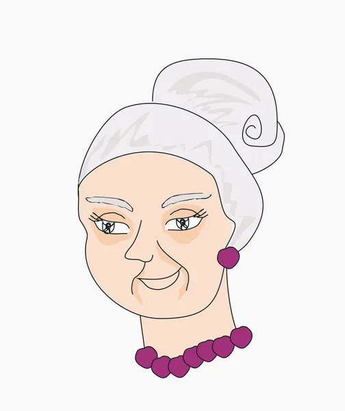 Retrato de ilustración vectorial de una anciana — Vector de stock