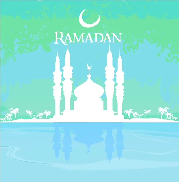 Ramadan tło - meczet sylwetka karty wektorowej — Wektor stockowy