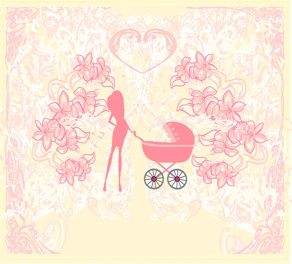 Mother with baby stroller — Stock Vector