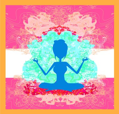 Silhouette of a Girl in Yoga pose clipart