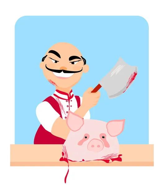 Butcher - cartoon — Stock Vector