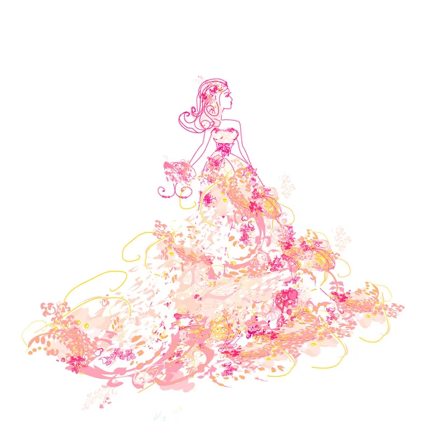 Princesa bonita - doodle — Vetor de Stock