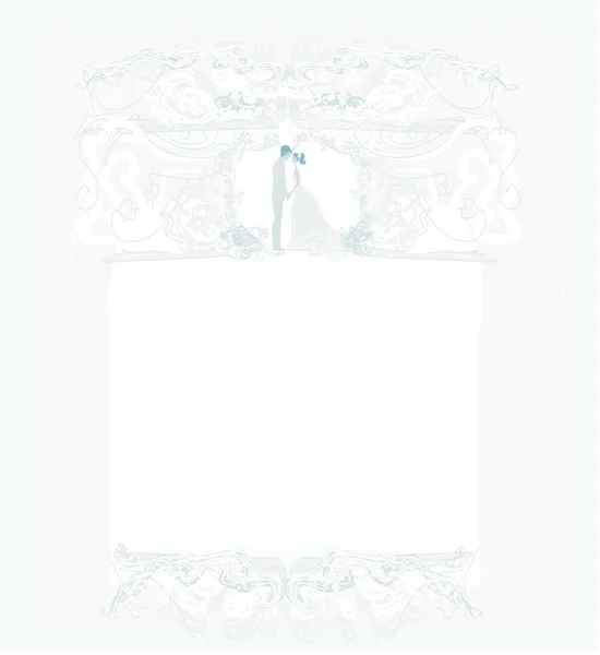 Convite de casamento elegante com casal de casamento, ilustração vetorial —  Vetores de Stock