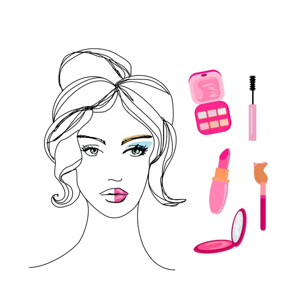 Krásná dívka s půlkou obličeje make-up — Stockový vektor
