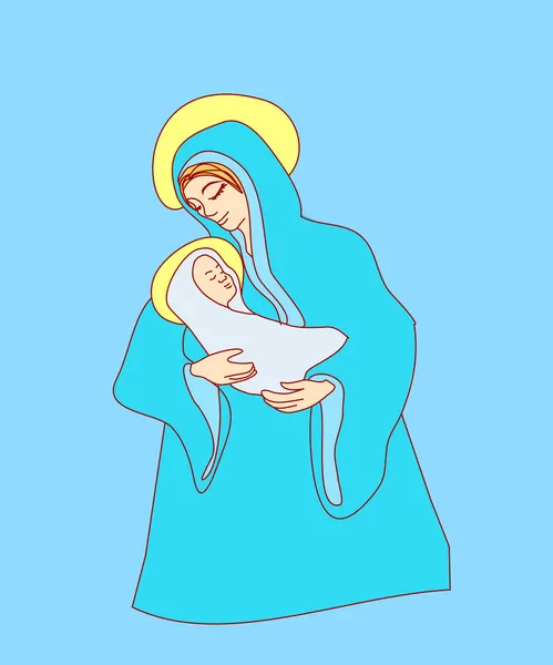 Madonna en kind Jezus — Stockvector