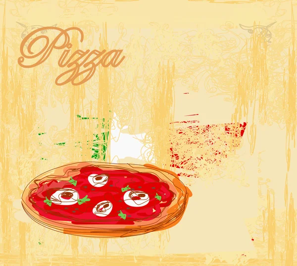 Pizza póster grunge — Vector de stock