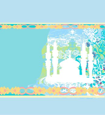 Ramazan arkaplanı - cami silüeti illüstrasyon kartı