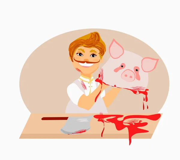 Butcher - cartoon — Stock Vector