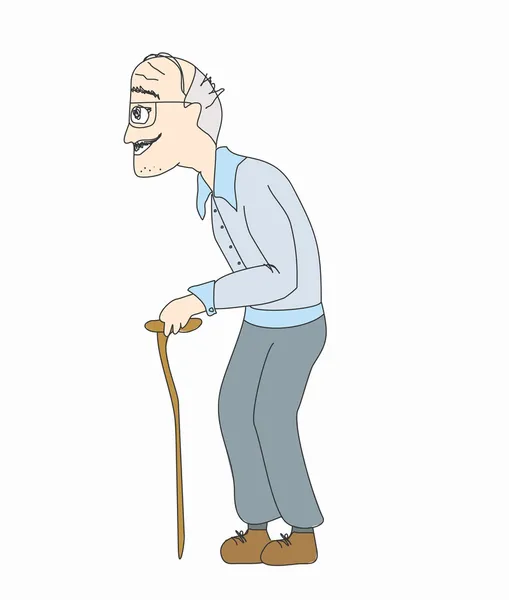 Starý muž na bílém pozadí, vektor — Stockový vektor