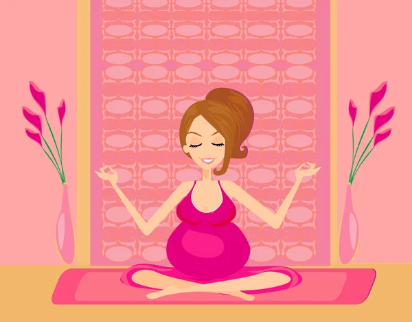 Yoga untuk wanita hamil - Stok Vektor