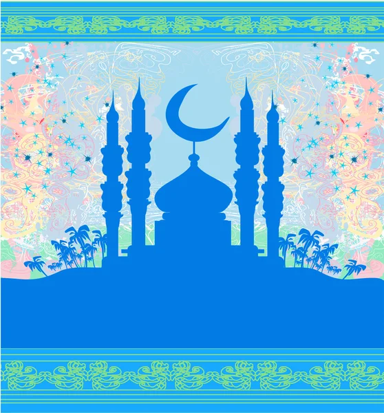 Fundo Ramadã - silhueta mesquita cartão de ilustração —  Vetores de Stock