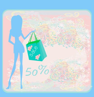Moda Kızı Alışveriş illüstrasyonu