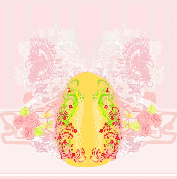 Œuf de Pâques sur fond floral — Image vectorielle