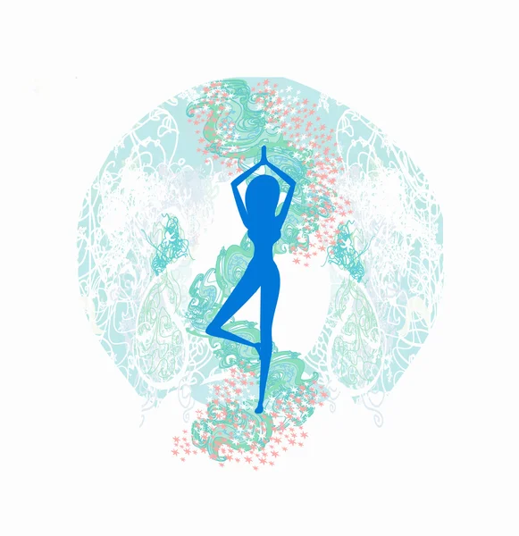 Femme dans une pose de yoga traditionnelle illustration vectorielle — Image vectorielle