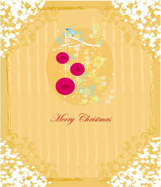 Oiseau de Noël avec boules décoratives — Image vectorielle