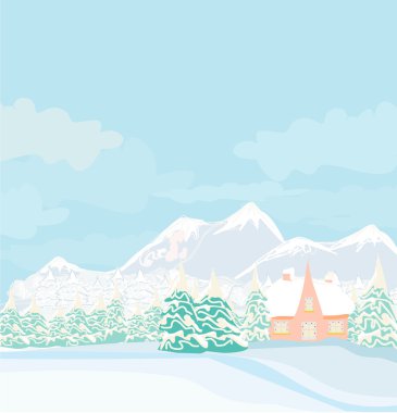 kış manzara - vektör