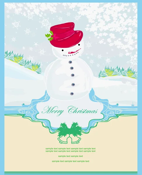 Tarjeta de muñeco de nieve feliz — Vector de stock