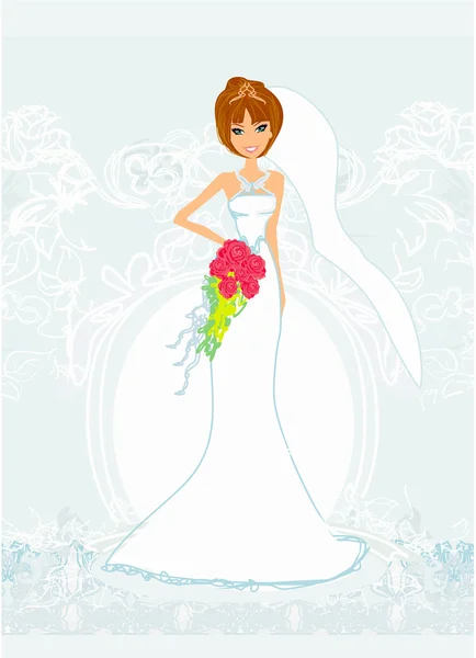 Belle mariée en robe blanche, illustration vectorielle — Image vectorielle