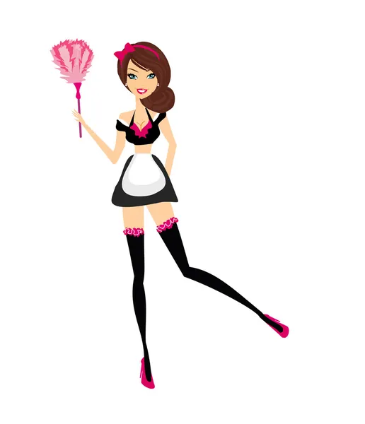 Sexy pinup style french maid — Stock Vector