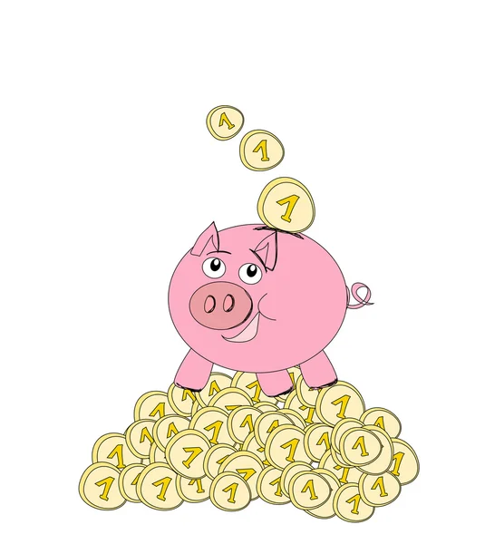 Piggy bank - doodle illustration — Stock Vector