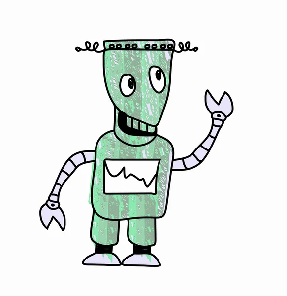 Robot kroki doodle vektör — Archivo Imágenes Vectoriales