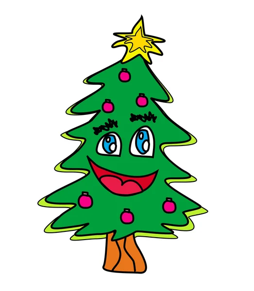 Christmas tree cartoon character — Stock Vector