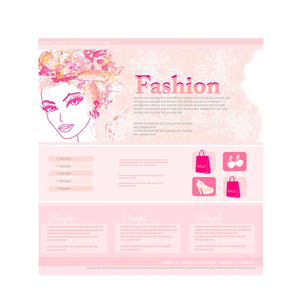 Moda compras Sitio web plantilla — Vector de stock