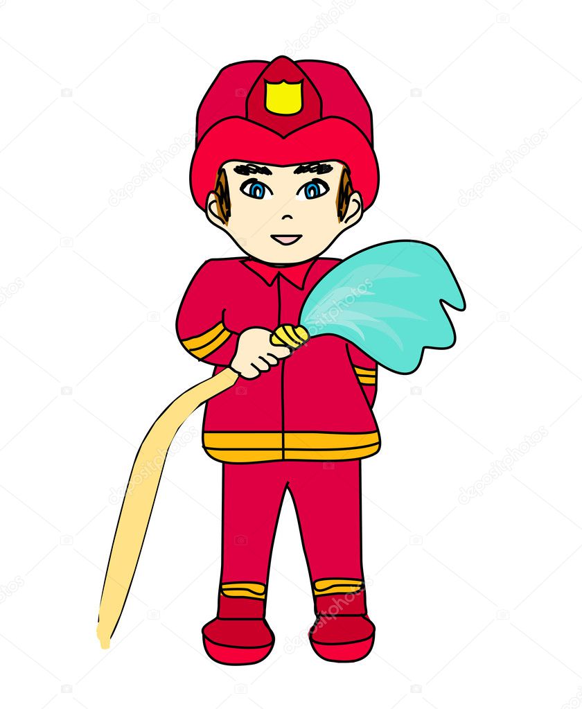 Sketchy illustration of a fireman
