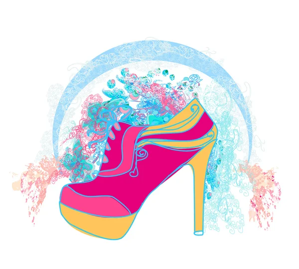 Cartel floral de zapatos — Vector de stock