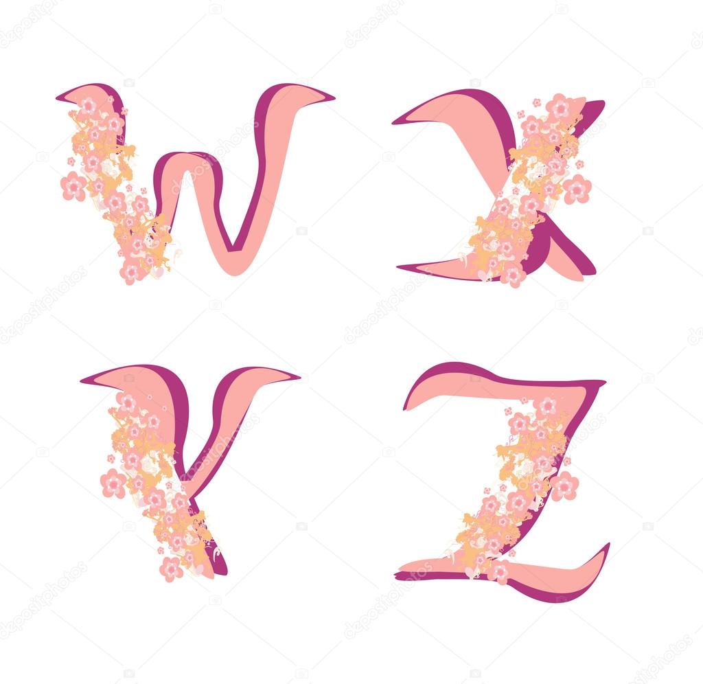 Alphabet Vectoriel Printemps Avec Les Lettres De Fleurs W X Y Z Image Vectorielle Par Jackybrown C Illustration