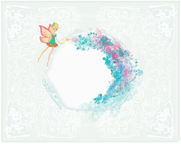 Floral background with a beautiful fairy — Stock Vector