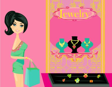 Girl and jewelry clipart